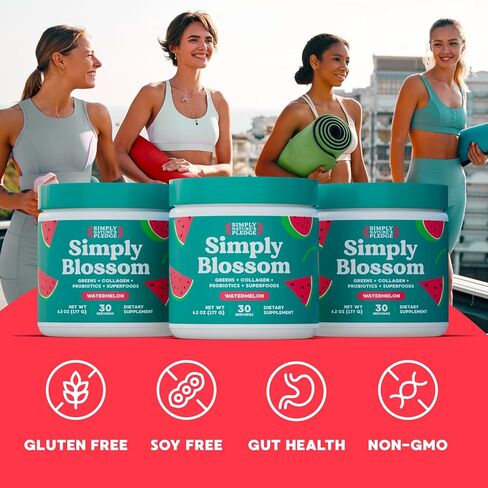 Blossom Nutrition Daily Greens & Superfood Powder + Collagen + Probiotics for Women's Digestive Health & Bloating Relief. Help Your Health Bloom - 30 Day Supply - Watermelon in Saudi Arabia