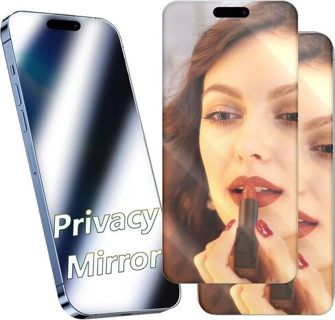 2 Pack Mirror Screen Protector iPhone 16 Pro Max Privacy Tempered Glass for 16 promax Mirrored Effect Anti-Spy Private Easy Installation Frame Full Coverage Anti-Scratch (6.9 inch Silver) in Saudi Arabia