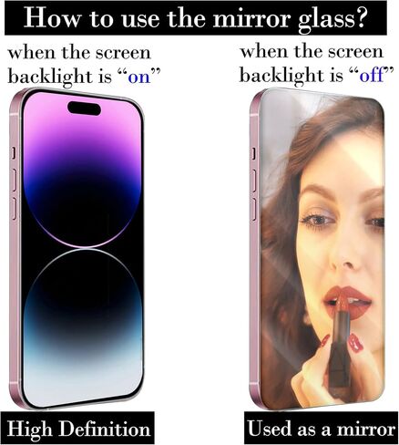 2 Pack Mirror Screen Protector iPhone 16 Pro Max Privacy Tempered Glass for 16 promax Mirrored Effect Anti-Spy Private Easy Installation Frame Full Coverage Anti-Scratch (6.9 inch Silver) in Saudi Arabia