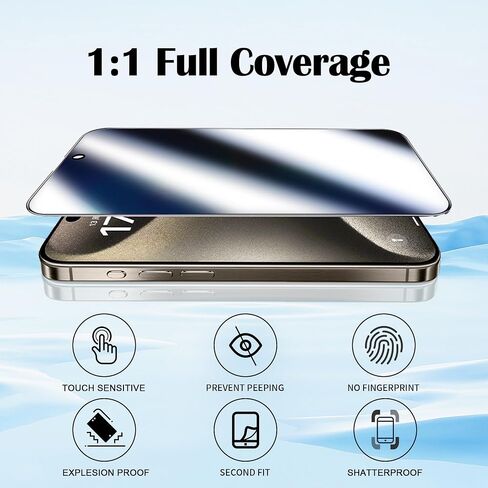 2 Pack Mirror Screen Protector iPhone 16 Pro Max Privacy Tempered Glass for 16 promax Mirrored Effect Anti-Spy Private Easy Installation Frame Full Coverage Anti-Scratch (6.9 inch Silver) in Saudi Arabia