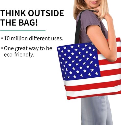4th of July Tote Bag Women large American flag bag Interior Pocket Reusable Independence day Travel tote bags in Kuwait