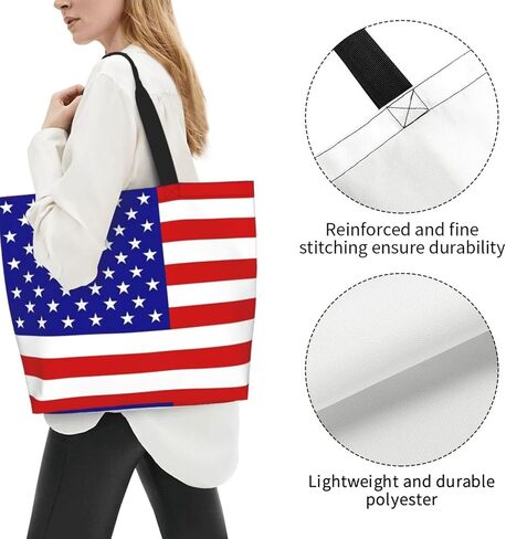 4th of July Tote Bag Women large American flag bag Interior Pocket Reusable Independence day Travel tote bags in Kuwait