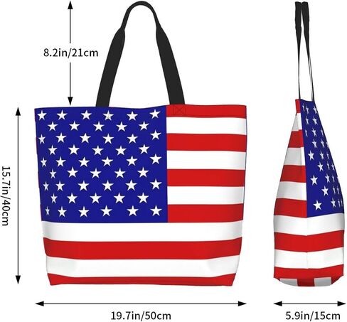 4th of July Tote Bag Women large American flag bag Interior Pocket Reusable Independence day Travel tote bags in Kuwait
