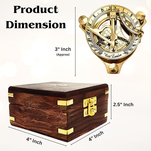 Brass Compass Unique Sundial Engraved Compass With Leather Case Antique Brass Compass With Chain A Great Gift Item For Your Loved Ones Hikers And Traveler By in Kuwait