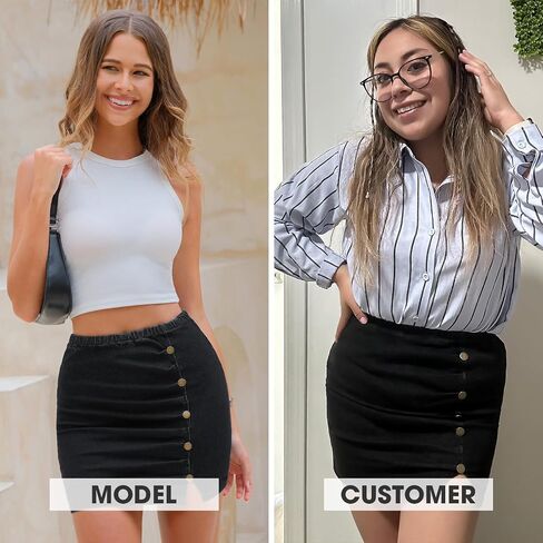 EXLURA Womens Mini Denim Skirt High Waisted Stretchy Jean Skirts with Slit Trendy Casual Slim Fit Short Skirts in Saudi Arabia