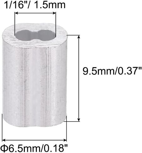 PATIKIL 1/16"/ 1.5mm Aluminum Crimping Loop Sleeves, 120Pcs Cable Crimp Ferrules Wire Rope Sleeves Loops for Rigging Railing, Silver Tone in Saudi Arabia
