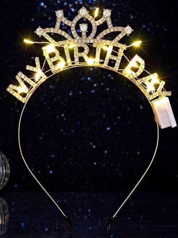 DRESBE Light Up Birthday Headband LED Rhinestone My Birthday Headbands Party Favors Hair Accessories for Women in Saudi Arabia