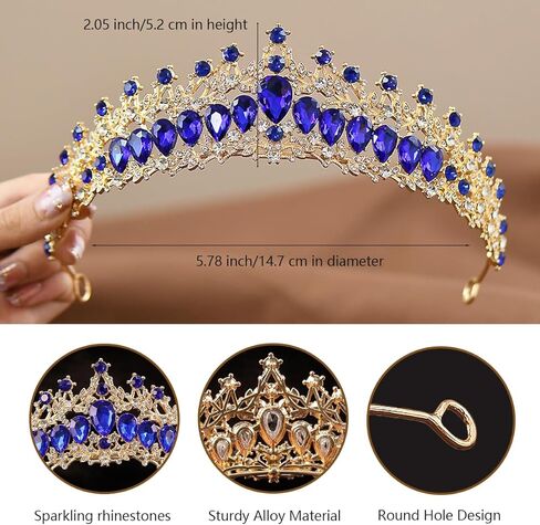 Vintage Crystal Wedding Tiara for Women Gold Silver Rhinestone Queen Crown Headband Princess Crown Headpieces Bridal Birthday Prom Costume Party Hair Accessories in Kuwait