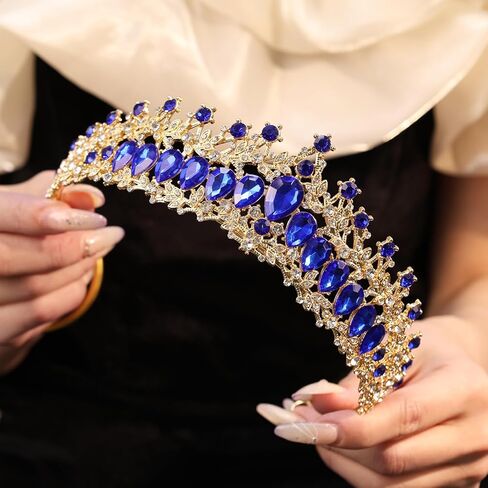 Vintage Crystal Wedding Tiara for Women Gold Silver Rhinestone Queen Crown Headband Princess Crown Headpieces Bridal Birthday Prom Costume Party Hair Accessories in Kuwait