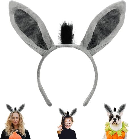 Beviliu Animal Ears Headband Realistic Ears Hairband Halloween Christmas Costume Washing Makeup in Kuwait