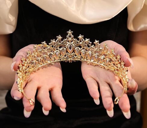 Vintage Crystal Wedding Tiara for Women Gold Silver Rhinestone Queen Crown Headband Princess Crown Headpieces Bridal Birthday Prom Costume Party Hair Accessories in Kuwait