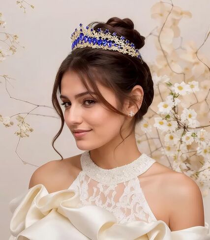 Vintage Crystal Wedding Tiara for Women Gold Silver Rhinestone Queen Crown Headband Princess Crown Headpieces Bridal Birthday Prom Costume Party Hair Accessories in Kuwait