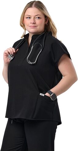 Peelz Lindsey 2 -Pocket Mandarin Twlar Fashion Tops for Women - Soft Fabric Scrubs ، Women’s Scrub Top ، Comfort Fit in Kuwait