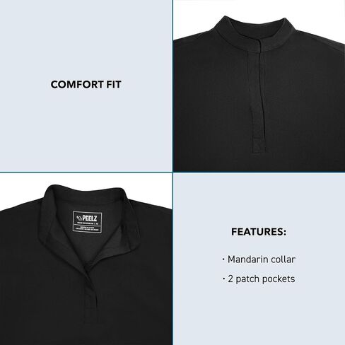 Peelz Lindsey 2 -Pocket Mandarin Twlar Fashion Tops for Women - Soft Fabric Scrubs ، Women’s Scrub Top ، Comfort Fit in Kuwait