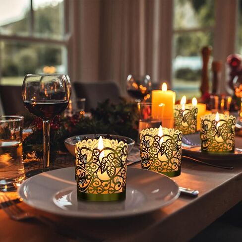 LOVEINUSA 48pcs Votive Candles Holders Wraps, Gold Tea Light Candle Fairy Home Decoration (No Bottom) in Saudi Arabia
