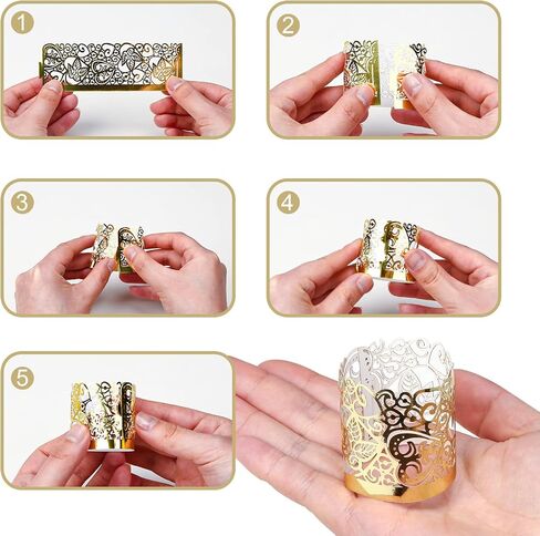 LOVEINUSA 48pcs Votive Candles Holders Wraps, Gold Tea Light Candle Fairy Home Decoration (No Bottom) in Saudi Arabia