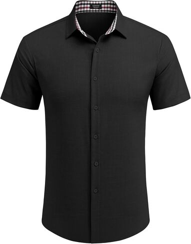 COOFANDY Mens Linen Shirt Casual Short Sleeve Button Down Shirts Summer Beach Vacation Tops in Saudi Arabia