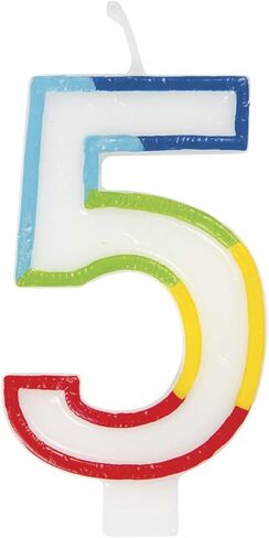 Vibrant Rainbow Border Number 5" Birthday Candle - Multicolored & Eye-Catching Design - Perfect for Unforgettable Birthday Celebrations in Kuwait