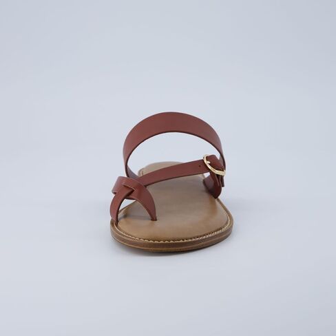 CUSHIONAIRE Laws Women’s Flat Sandal – Faux Leather Slip-On with Toe Loop, Adjustable Buckle & Cushioned Footbed in Saudi Arabia