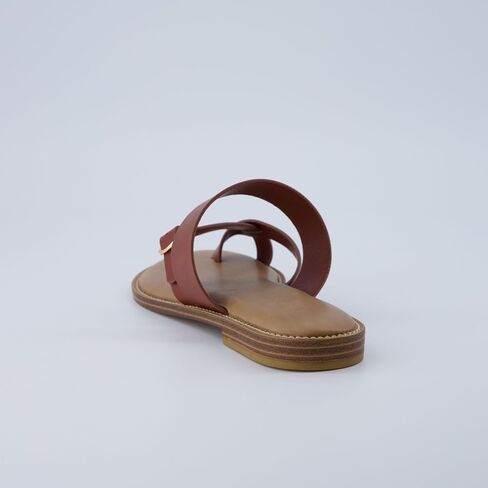 CUSHIONAIRE Laws Women’s Flat Sandal – Faux Leather Slip-On with Toe Loop, Adjustable Buckle & Cushioned Footbed in Saudi Arabia