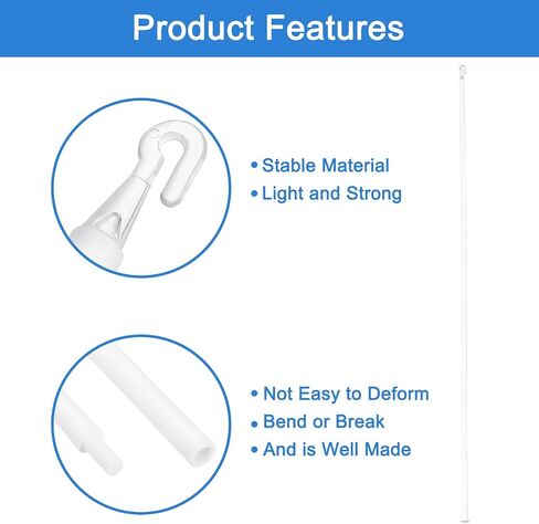 Uxcell 2pcs 35 "بديل العصا الستائر ، الستائر الميل مع الخطاف والقبضة ، عصا قضيب الستائر الرأسية لافتتاح الستارة النافذة ، أبيض in Kuwait