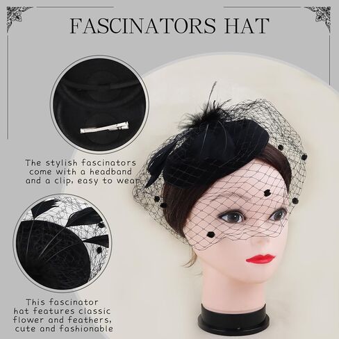 الخمسينيات من القرن الماضي قبعات للنساء 4pcs derby hat قبعات شاي الحفلات قبعات رئيس الرأس مع مجموعة من المجوهرات لؤلؤة الدانتيل in Kuwait