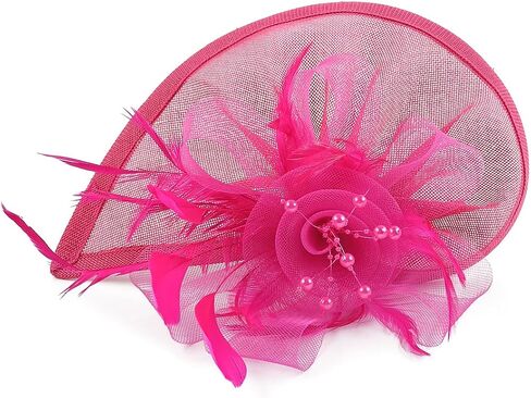 Sinamay Fascinator Hat with Top Flower, Women Feather Headwear for Church Wedding Derby Cocktail Tea Party in Kuwait