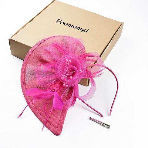 Sinamay Fascinator Hat with Top Flower, Women Feather Headwear for Church Wedding Derby Cocktail Tea Party in Kuwait