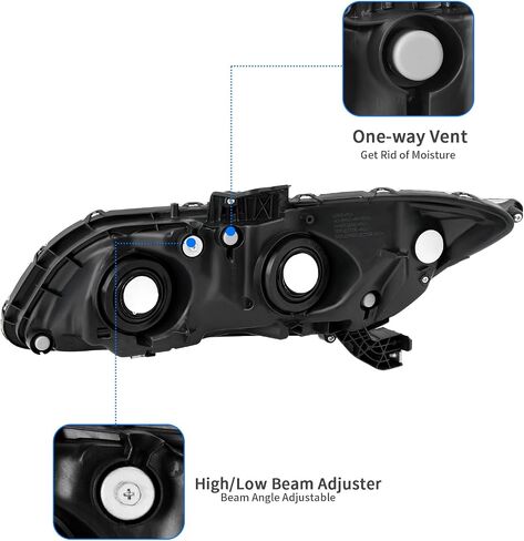 DWVO Projector Headlights Assembly with Daytime Running Lamps Compatible with 2016 2017 2018 2019 2020 2021 Civic Headlamp Replacement Pair Black Housing in Saudi Arabia