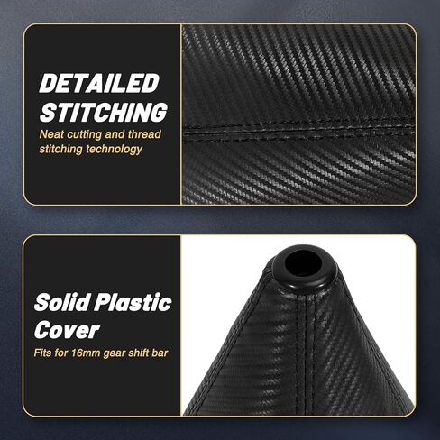 16mm Manual Car Shift Boot,Carbon Fibre Leather Gear Shift Cover for Dust Prevention & Protection,Universal Car Interior Accessories(Black) in Saudi Arabia