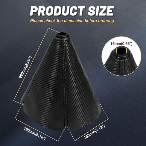 16mm Manual Car Shift Boot,Carbon Fibre Leather Gear Shift Cover for Dust Prevention & Protection,Universal Car Interior Accessories(Black) in Saudi Arabia
