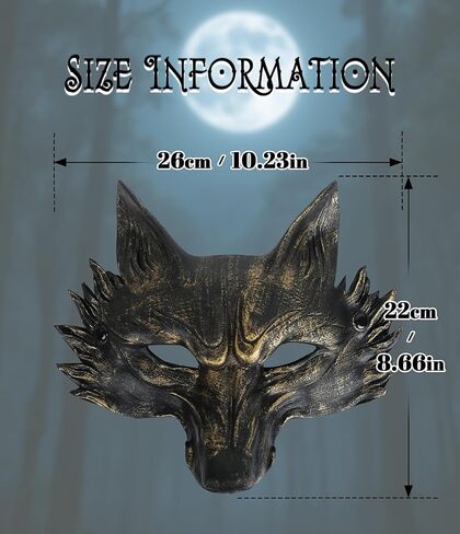 VZQI Wolf Mask Adult Halloween Werewolf Mask Men Wolf Costume Animal Masquerade Half Face Tooth Gold in Saudi Arabia