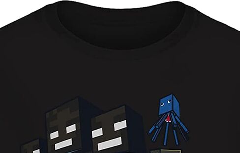 Minecraft Boys Video Game T-Shirt - Black and Green Creeper Face - Official Long Sleeve Shirt in Kuwait