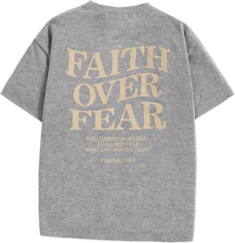 Boy's Letter Print Graphic Tees Short Sleeve Vintage T Shirt Round Neck Summer Tops Streetwear in Saudi Arabia