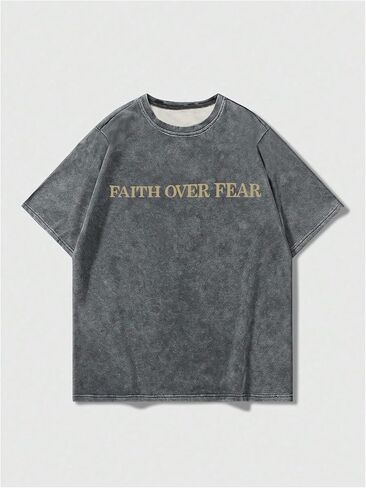 Boy's Letter Print Graphic Tees Short Sleeve Vintage T Shirt Round Neck Summer Tops Streetwear in Saudi Arabia