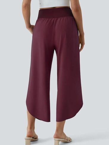 Wide Leg Pants for Women Crossover High Waisted Casual Yoga Pant Pockets Lounge Split Quick Dry Beach Travel Vacation Bottoms in Saudi Arabia