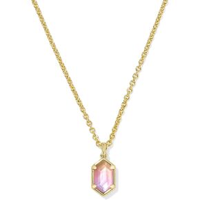 Kendra Scott Hallie Short Pendant Necklace, Gold-Plated Brass, Sunrise Watercolor Illusion, Fashion Jewelry for Women