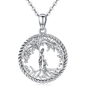 Odinstone Tree of Life Necklace, Sterling Silver Pendant for Women Family Tree Necklaces Jewelry for Mom/Wife/Grandma(With Fine Gift Box)