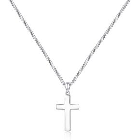 Small Cross Necklace for Men Women 925 Sterling Silver Cross Pendant Chain 22 Inch
