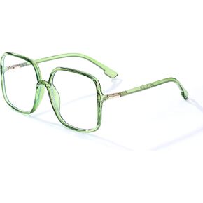 Oversized Square Blue Light Blocking Glasses - Ultralight Fashion Nerd Frames for Women Men (rectangle green)