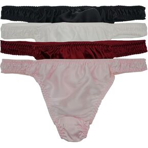 Womens Silk Satin Thong Shiny Satin T-back Briefs