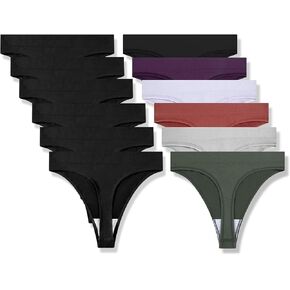 GRANKEE Women's Breathable Seamless Thong Panties No Show Underwear 12Pack (B6 LALG M)
