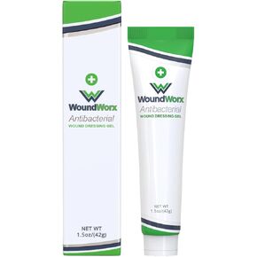 WoundWorx Antibacterial Wound Dressing Gel for Burns, Abrasions, Cuts, Ulcers, Surgical Sites - Non-Toxic, Unscented - Patented NanoSilver Technology - Infection Control - 1.5oz Tube