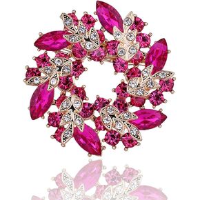 Rhinestone Flower Brooch for Women Crystal Wreath Brooch Pin Stylish Big Flower Brooch Rhinestone Crystal Bauhinia Flower Wreath Brooch Elegant Clothing Hat Bag Accessories Christmas Wedding Bridal Birthday Jewelry