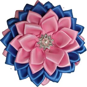 Pink and Blue Flower 4.5" Paraphernalia Brooch Pin for Women, Inspired for Jack and Jill Events, Conferences, Luncheons - Mother's Organization
