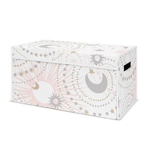 Sweet Jojo Designs Blush Pink, Gold and Grey Star and Moon Girl Baby Nursery or Kids Room Small Fabric Toy Bin Storage Box Chest for Celestial Collection