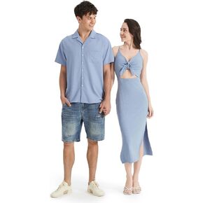 PATPAT Couples Matching Outfits: His and Hers Matching Set Women Knit Bodycon Maxi Dress or Men Chest Pocket Shirt