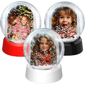6 Pcs Christmas Photo Snow Globe, Tabletop Display Snow Globes DIY Liquid Photo Frame Water Globe Craft Floating Water Frame for Winter DIY Craft Xms Gift (6, Black, Silver, Gold)