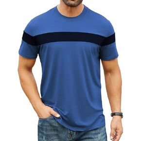 Hardaddy Men's Short Sleeve Tee Color Block Crew Neck Pullover Casual Basic Shirts