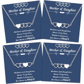 Mother Daughter Necklace Set for 2/3/4 Mom Daughter Gift from Mom Matching Heart Mommy and Me Mothers Day Gifts Birthday Jewelry